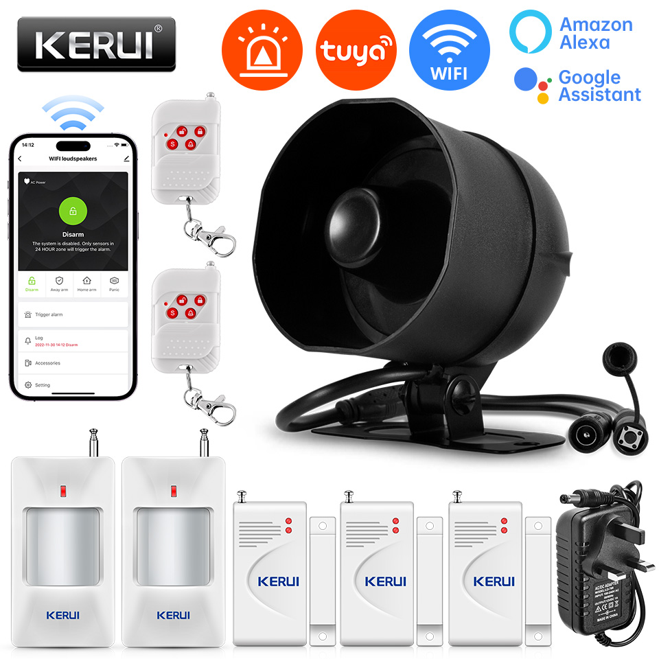 Smart Home Speaker - KERUI 120db Siren Alarm System WiFi