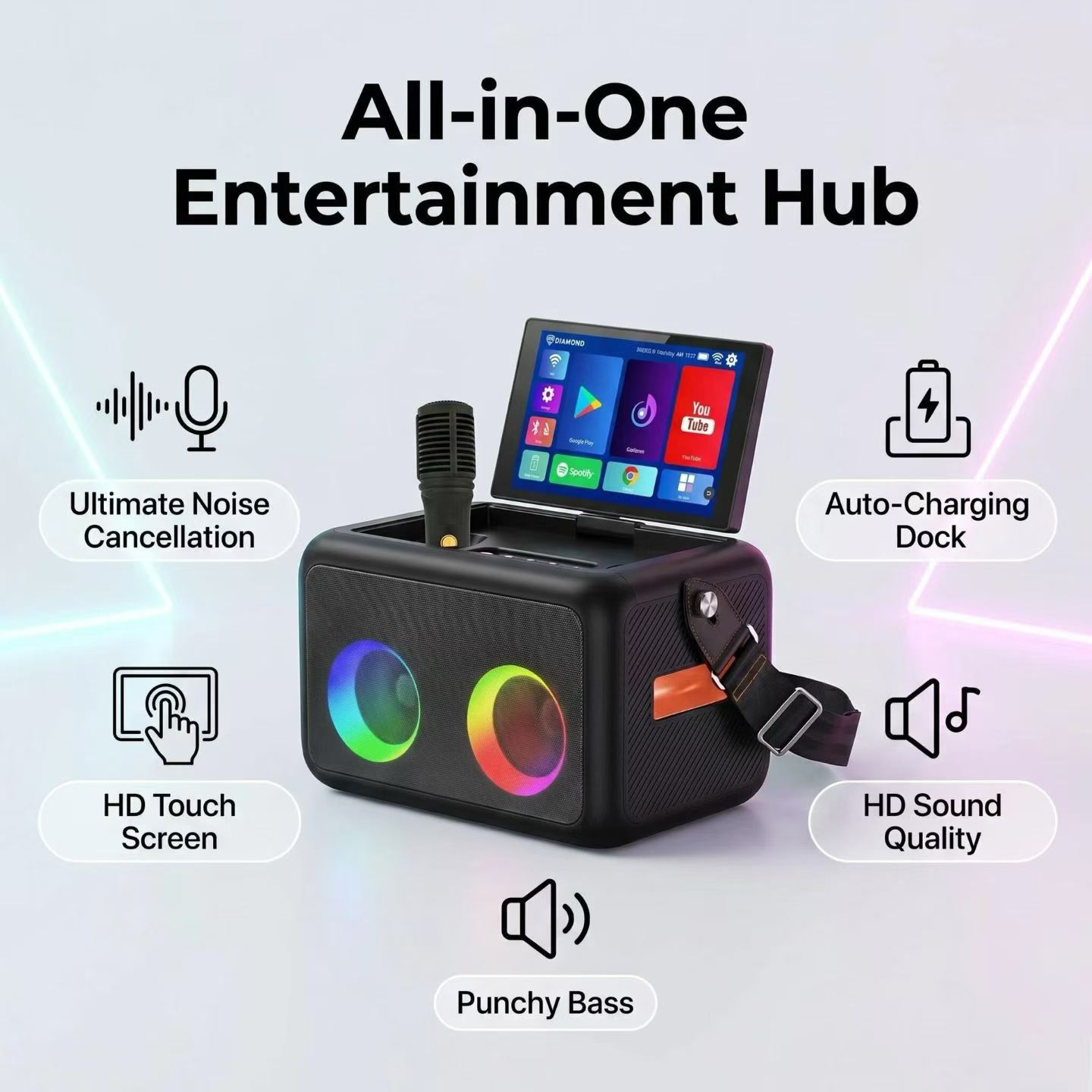 Smart Home Speaker - Android Karaoke Machine with Touch Screen,
