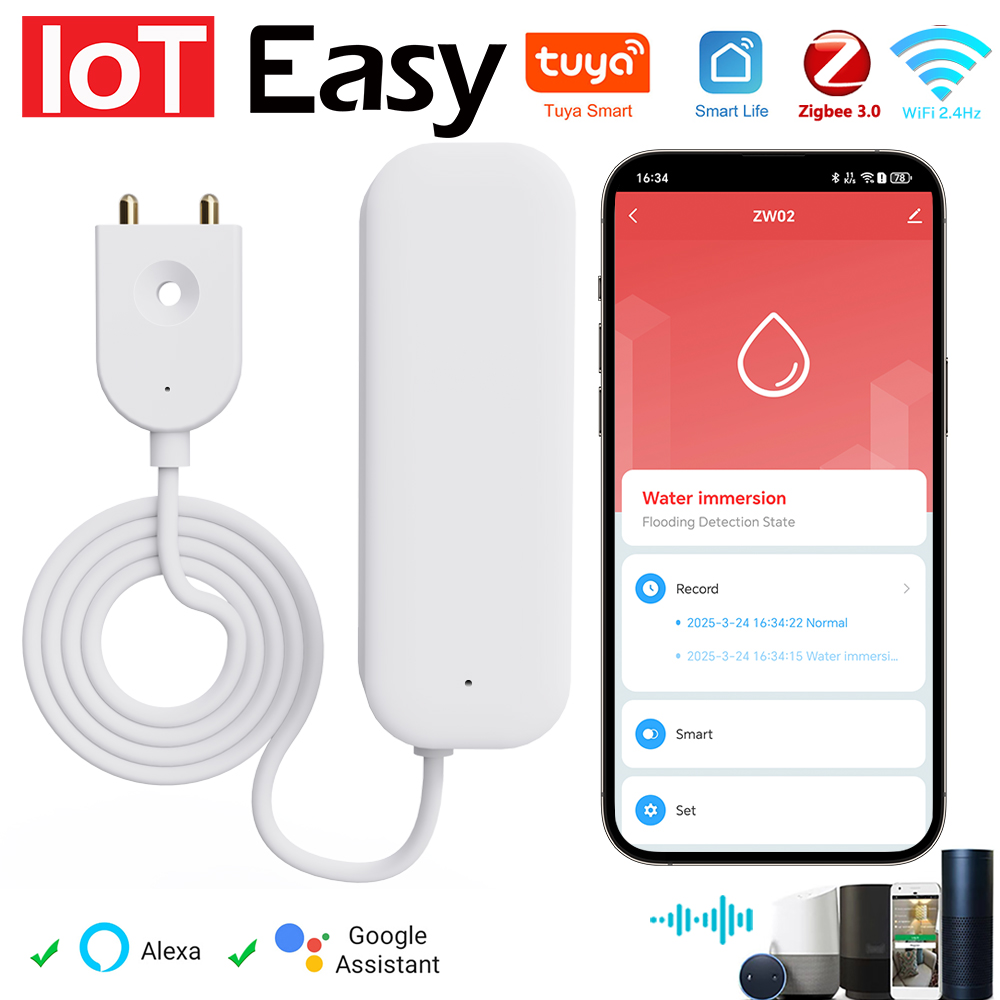 Tuya WiFi ZigBee Water Sensor  - đánh giá và giá Smart Home Blog